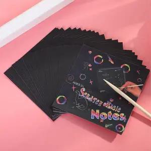 스케치 용지 24시트 레인보우 컬러 그림 그리기 종이 창작용 패드