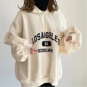 기모후드티 하프집업 겨울 여자 레터링 루즈핏 후디