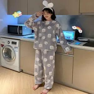 (선택 블루)여자 극세사 겨울잠옷 수면잠옷 부드러운 홈웨어