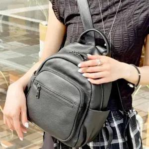 (색상 블랙)캐주얼 여성 가죽 미니 백팩 직장인 대학생 가방