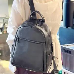 (색상 블랙)여성 가죽 백팩 숄더백 블랙 데일리 캐주얼 가방