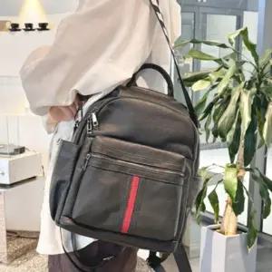 (색상 블랙)여성 가죽 숄더 백팩 데일리 여행용 캐주얼 배낭 가방