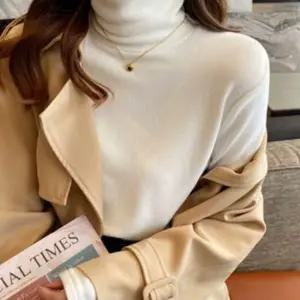 부드러운 여성 베이직 목폴라 니트 티셔츠 1P 긴팔 겨울 스타일