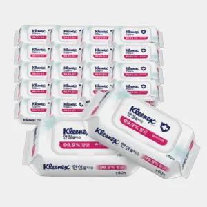 크리넥스 소독티슈 알콜 세정 살균 티슈 차량용 물티슈 60매x20팩 (박스) 캡형