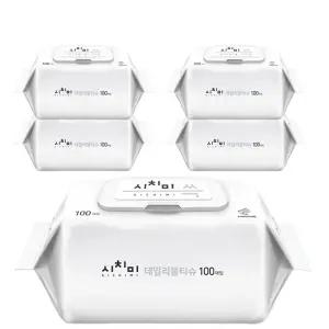 시치미 쓱 물티슈 대용량 캡형 두꺼운 휴대용 엠보싱 물티슈 100매 5팩