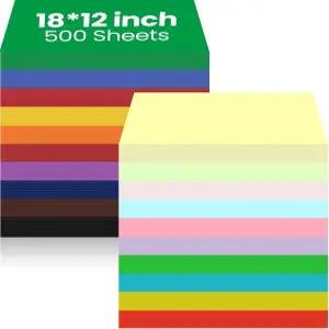 야헨다 500피스 12인치 x 18인치 건설 용지 다양한 색상 경량 카드 재고 대량 공예 드로잉 DIY 아트 프린터