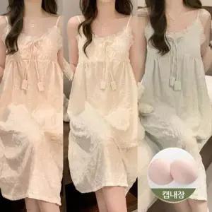 온모어 잠옷 여성 홈웨어 원피스 여름 집에서입는옷 여자 파자마 예쁜 공주 실내복 캡내장