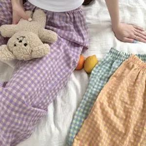 레이지 체크 플로럴 파자마 바지 홈웨어 이지웨어 여성 집순이 집콕 면 편한 스타일 잠옷 여자