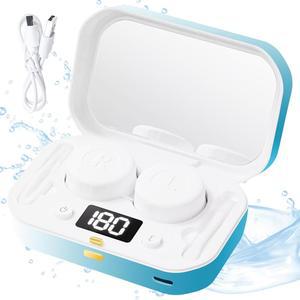 캐스보미 콘택트렌즈 청소기, 4가지 타이밍 모드를 갖춘 휴대용 부드러운 렌즈 청소를 위한 360 고주파 진동, 컬러 콘택트렌즈(흰색에서 파란색)