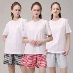 여성 파자마 잠옷 체크 5부 바지 홈웨어