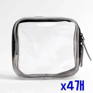 ( )사각 다용도 블랙라인 투명 파우치11x10.5cm x4개