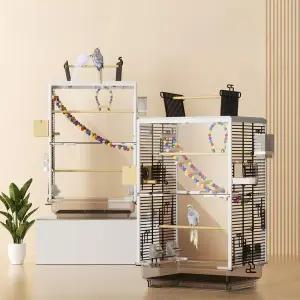 앵무새 투명 대형 이동장 집 사육 중형 새집 앵무새장 철제 새장 세트