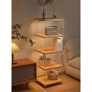 투명 회전 책장 바퀴 수납 거실 이동식 랙 진열장 교구장 소품 코너 서재