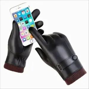 (색상 블랙)기모 가죽장갑 남성 방한장갑 정장 출근 손가락장갑