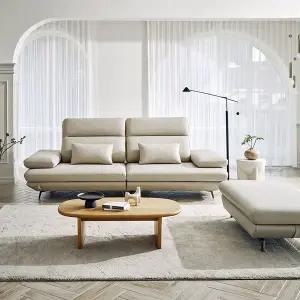 [다우닝] 플랫b 3.5인 스윙 전체 천연가죽 소파+스툴