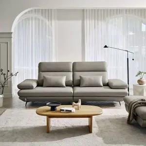 [다우닝] 플랫 3.5인 스윙 전체 천연 면피가죽 소파+스툴