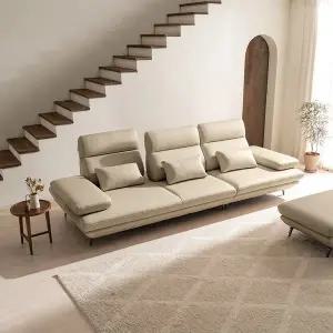 [다우닝] 플랫 4인 콤팩트 스윙 전체 통가죽 소파