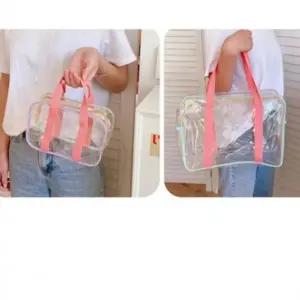 (사이즈 스몰)젤리 2사이즈투명 비치백 목욕가방 워시백 여행용화장품파우치 사각파우치