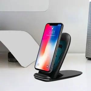 보조배터리 휴대폰충전 Coms 고속 무선 충전기 거치대 블랙 슬림형 접이식