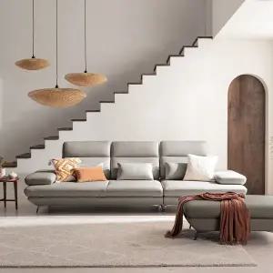 [다우닝] 플랫 4인 스윙 전체 천연 면피가죽 소파+스툴