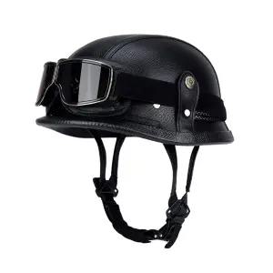 빈티지 반모 헬멧 레트로 남녀공용 가죽스타일 고글포함