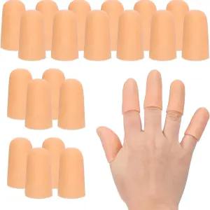 패티킬 핑거 슬리브 프로텍터 20개 실리콘 코트 커버 캡 엄지 보호 젤 수리 스포츠 1.6 x0.8 피부색