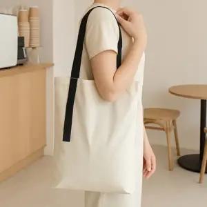 ( )스트랩 커스텀 무지 에코백35x40cm 블랙 휴대용 캔버스 보조가방