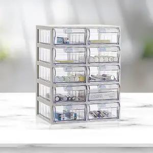 A타입 수납함 2x5/플라스틱 투명 책상 정리함 서랍장 W8A6BF8