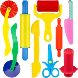 들을 위한 샨 반죽 도구 9피스 들 점토 및 키트 - 롤러 롤링 핀 절단 안전한 가위 플라스틱 나이프 포함
