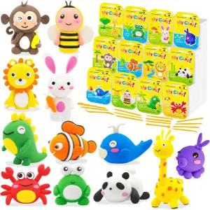 들을 위한 란마 에어 드라이 클레이 키트 초경량 및 소프트 모델링 클레이가 포함된 12팩 동물 아트 설명서