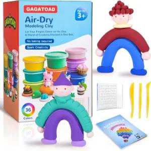 가가토드 36색 초경량 공기 건조 점토 키트 프레스 보드 모델링 플라스틱 도구 3-12세 소년 및 소녀를 위한