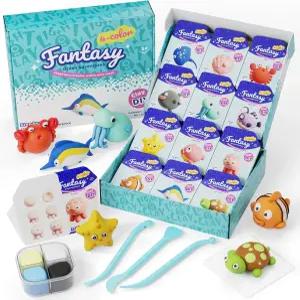 들을 위한 에어 드라이 모델링 클레이 - 오션 어드벤처 4개의 도구와 튜토리얼이 포함된 12박스 키트 아트