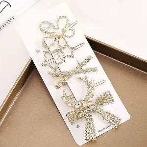 장식 5개 큐빅 헤어 세트 헤어집게핀 미니집게핀 여성 핀 머리