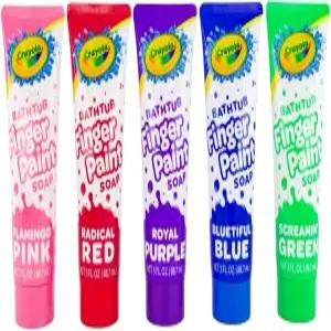 크레욜라 욕조 핑거페인트 5가지 컬러 버라이어티 팩 3온스 튜브(블루티 블루 스크레이민 그린 래디컬 레드