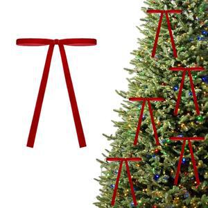 크리스마스 트리를 위한 24개의 레드 벨벳 보우, 보우 장식, 트리 갈랜드 화환을 빈티지 리본 (빨간색)