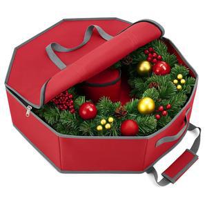 KYEVIS 크리스마스 화환 보관 용기, 내부 포켓과 이중 손잡이가 있는 24인치 찢김 방지 방진 백, 갈랜드 장식 홀리데이 장식용 지퍼