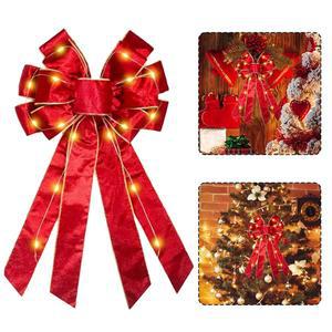 화환을 위한 하이잉 대형 LED 크리스마스 보우, 조명이 있는 화환 겨울 홀리데이 트리 토퍼 현관 기념 결혼식 장식 용품을 보우