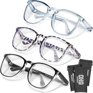 OXG 3팩 스타일리시한 안전 안경, ANSI Z87+ 안개 방지 고글 블루 라이트 차단 보호 안경 간호사용