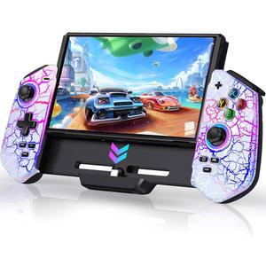 닌텐도 스위치 /OLED와 호환되는 CYOYPPY 컨트롤러 - USB-C 플러그 앤 플레이 프로 핸드헬드 모드, 홀 조이스틱 포함 원피스 조이패드 /RGB /4 게임 슬롯 /듀얼 모터