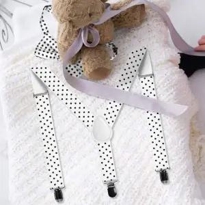 [콩심팥심]땡땡이 어린이 멜빵 화이트