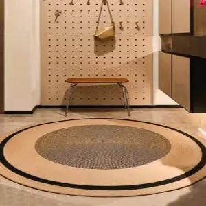 원형 라탄 러그 왕골 린넨 직경 황마 카페트 방바닥
