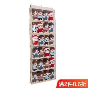 인형 보관 벽걸이 진열장 문걸이 지퍼 베이지 정리 장식 6단 가방 40x11x135