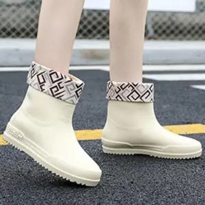 [라일리] Rly 패턴 방한 라이닝 여성 기모 3컬러 레인부츠