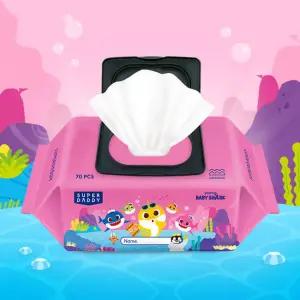 슈퍼대디 아기상어 핑크 77g 물티슈 70매 20팩