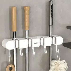 4구5고리 대걸레걸이 청소도구 밀대집게 행거 거치대