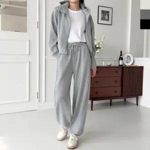 BB FW1053W 여자 투웨이 포근 기모 후드집업 라인 와이드 트레이닝 세트 여성 기모 맨투맨
