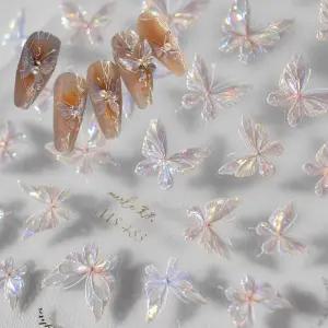 네일아트 은은한 자개 펄감 홀로그램 나비 엠보스티커 Oey2+8KkY