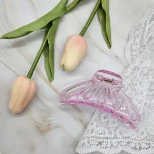 예쁜헤어핀 무난한집게핀 나비모양 라운드 헤어집게핀 투명퍼플