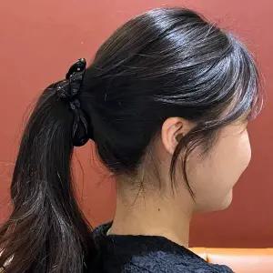 리본바나나핀 반묶음 빗살 리본 바나나핀 블랙