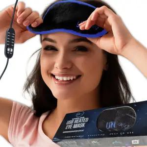 UNCLOG 온열 마스크 - 원적외선 압축기 USB 전원 부드러운 플러시 벨벳 편안한 눈 이완을 위한 조절 가능한